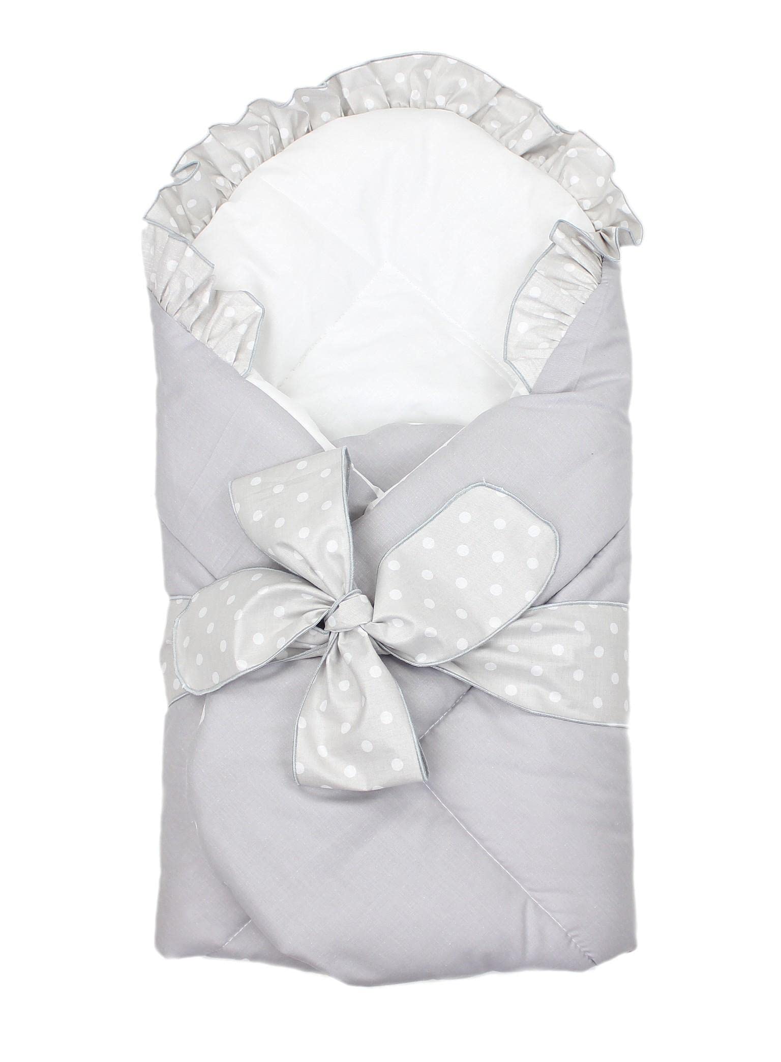 TupTam Baby Swaddle Blanket Padded Wrap with Deco Bow, Gray, 70 x 70 cm