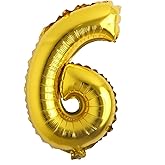 32 inch Letter Balloons Gold Alphabet Number Balloons Foil Mylar Party Wedding Bachelorette Birthday Bridal Shower Graduation Anniversary Celebration Decoration (32 inch 6 Gold)