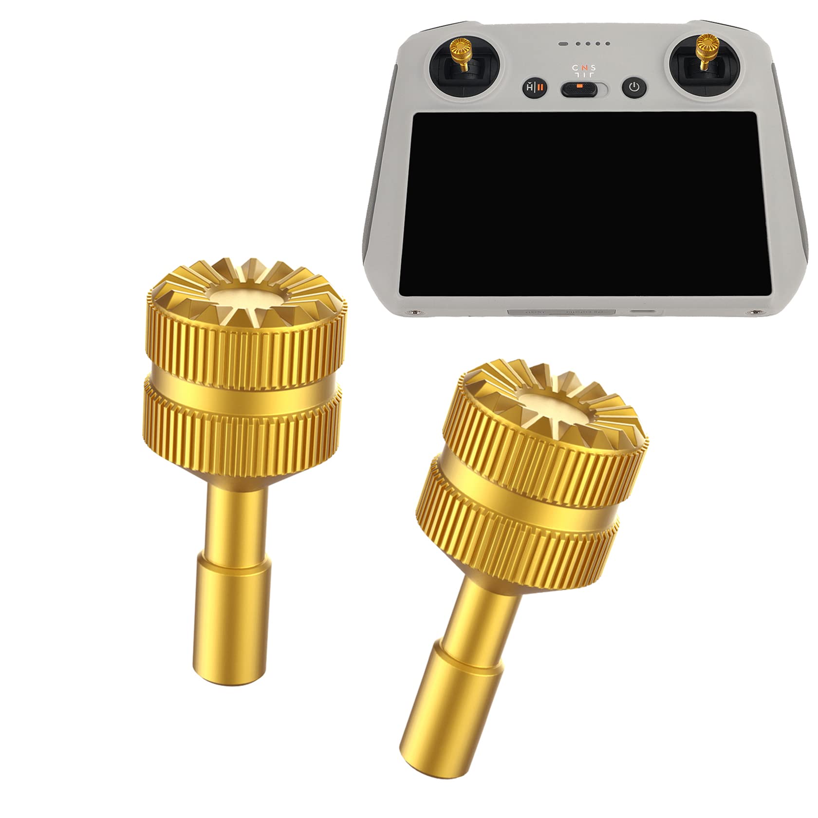 Hensych 1Pair 2g Aluminum Alloy Joystick for Mini 3 Pro with Screen Remote Control Thumb Rocker Stick Detachable Joystick Rod for D-J-I RC Accessories(Golden)