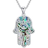 PELOVNY Hamsa Evil Eye Necklace 925 Sterling Silver Hamsa Evil Eye Pendant Hand of Fatima Tree Elephant Necklaces for Women Lover