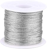 G2PLUS 100M Silver Tinsel String Cord 1mm Metallic Twine for Crafts Ornaments view 1