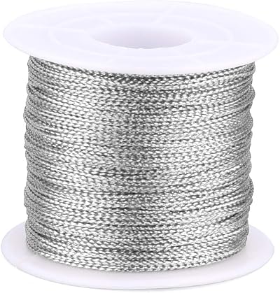G2PLUS 100M Silver Tinsel String Cord 1mm Metallic Twine for Crafts Ornaments