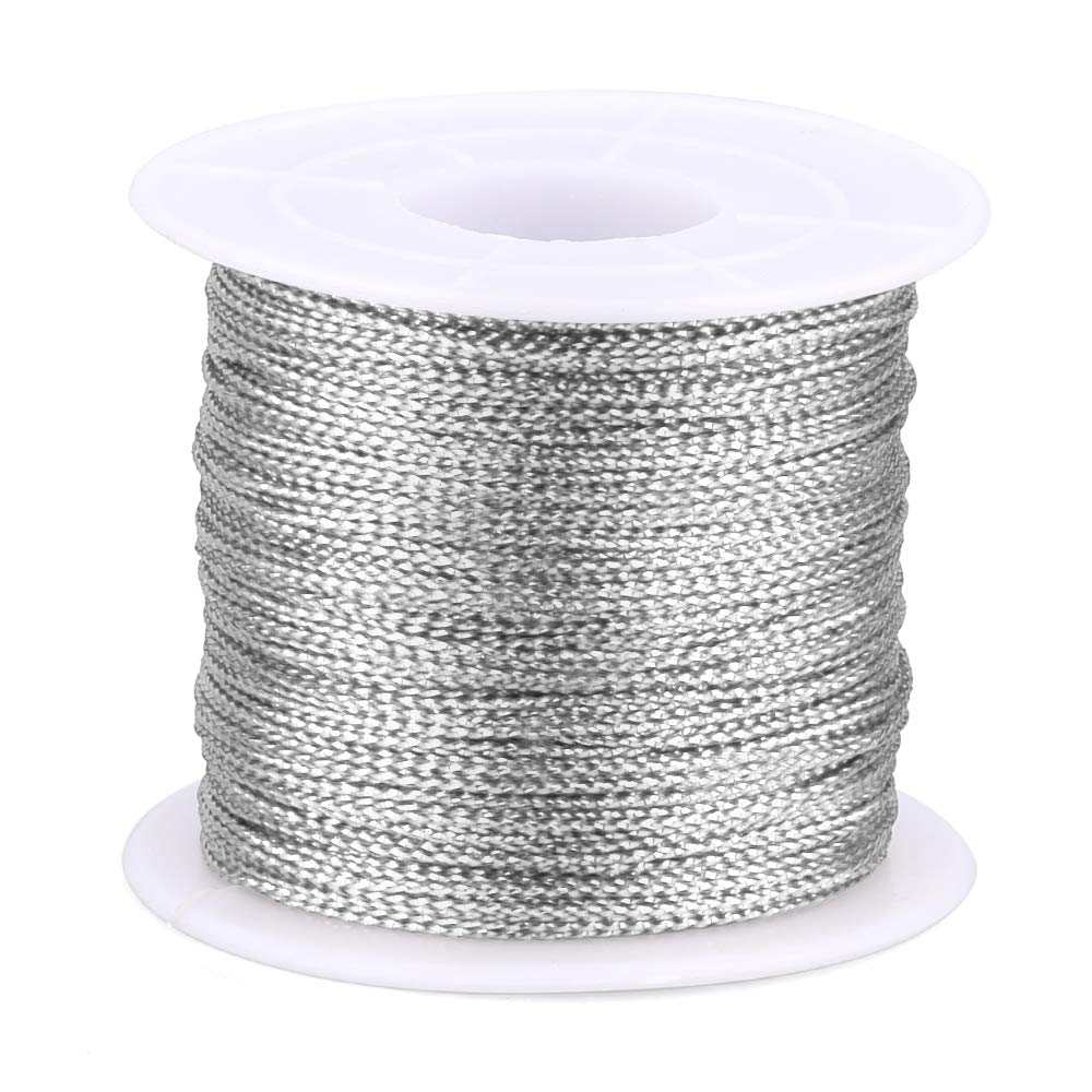 G2PLUS 100M Silver String Twine - 1mm Tinsel Thread Cord - Non-elastic Metallic String for Crafts & Hanging Christmas Ornaments & Cards