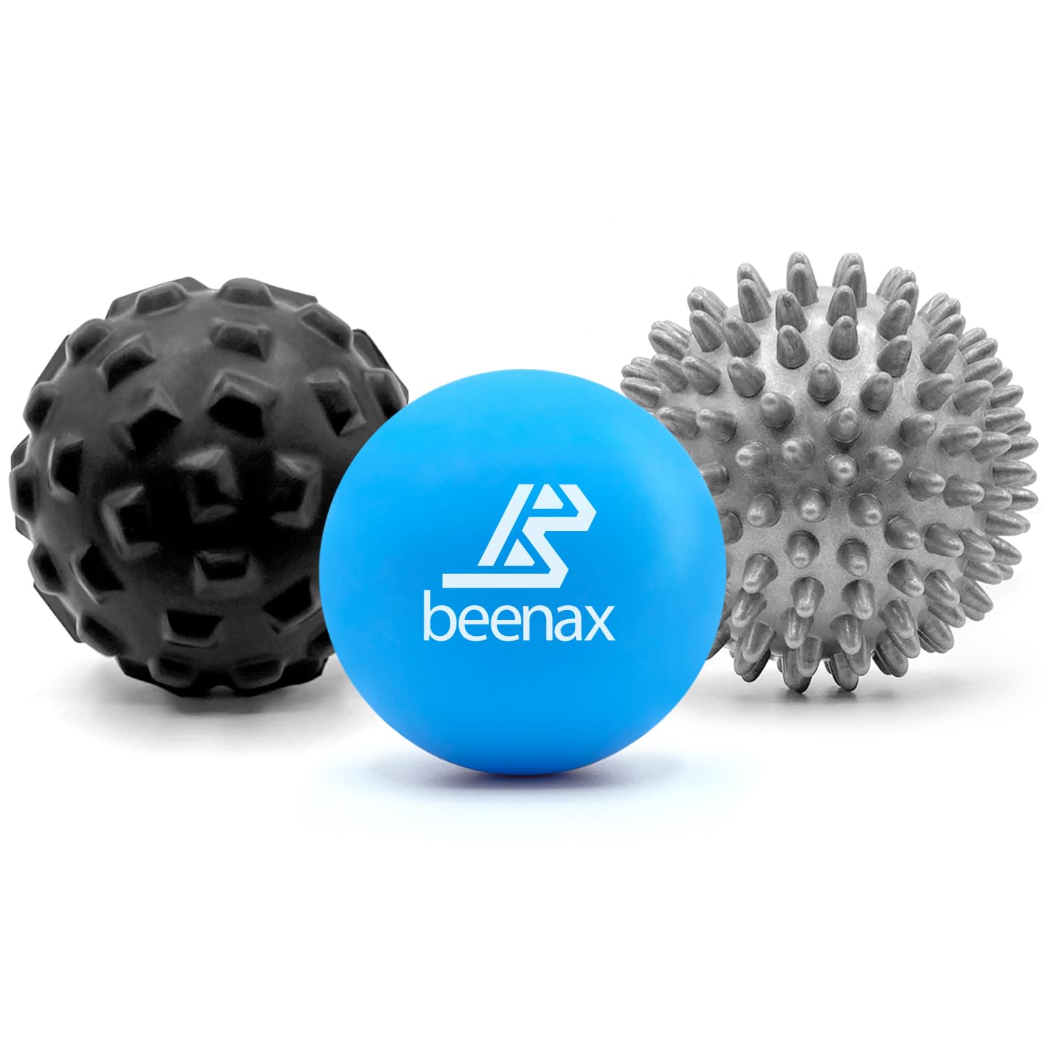Beenax Massage Ball (Set of 3) - Trigger Point Therapy, Myofascial Release, Plantar Fasciitis, Deep Tissue, Pain Relief and Stiffness Reduction - Relieve Stress and Relax Tight Muscles