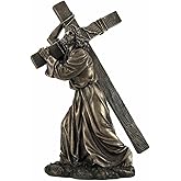 Veronese Design 12 Inch Jesus on The Way to Calvary Cold Cast Resin Bronze Finished Statue Profound Religious Sculpture for Christian Devotion Home Decoration