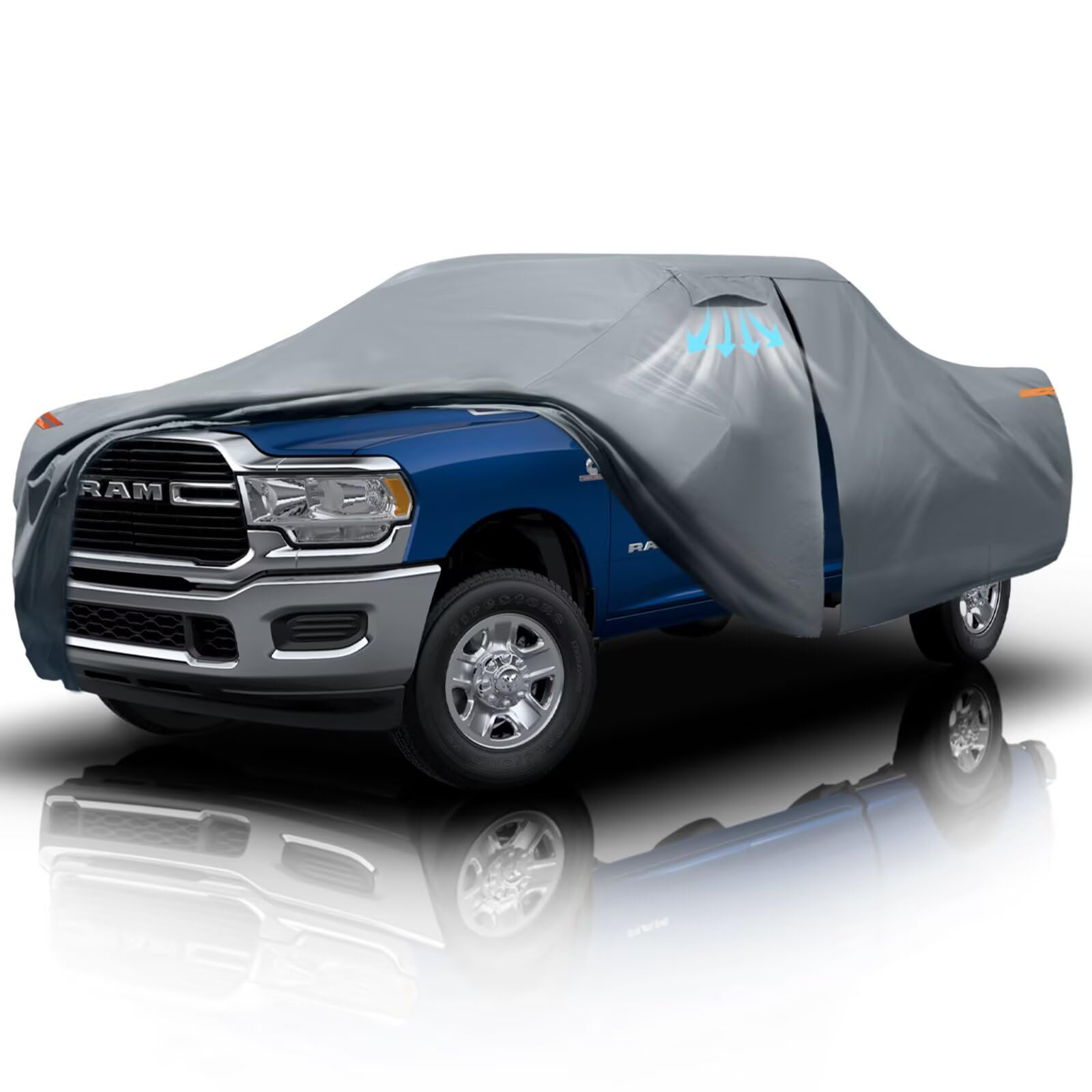 Photo 1 of Dodge Ram 2500/3500 Truck Cover Custom Fit 2002-2025 Crew/Quad Cab Long Bed(8.1') with Door Zipper, 10 Layers Outdoor Heavy Pickup Truck Cover Waterproof All Weather, Wind Dust Sun Protector.