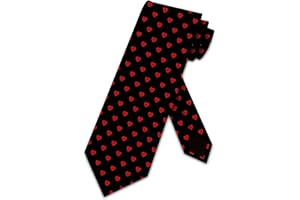 Three Rooker Heart Ties Mens Black Valentines Day Necktie Holiday Tie