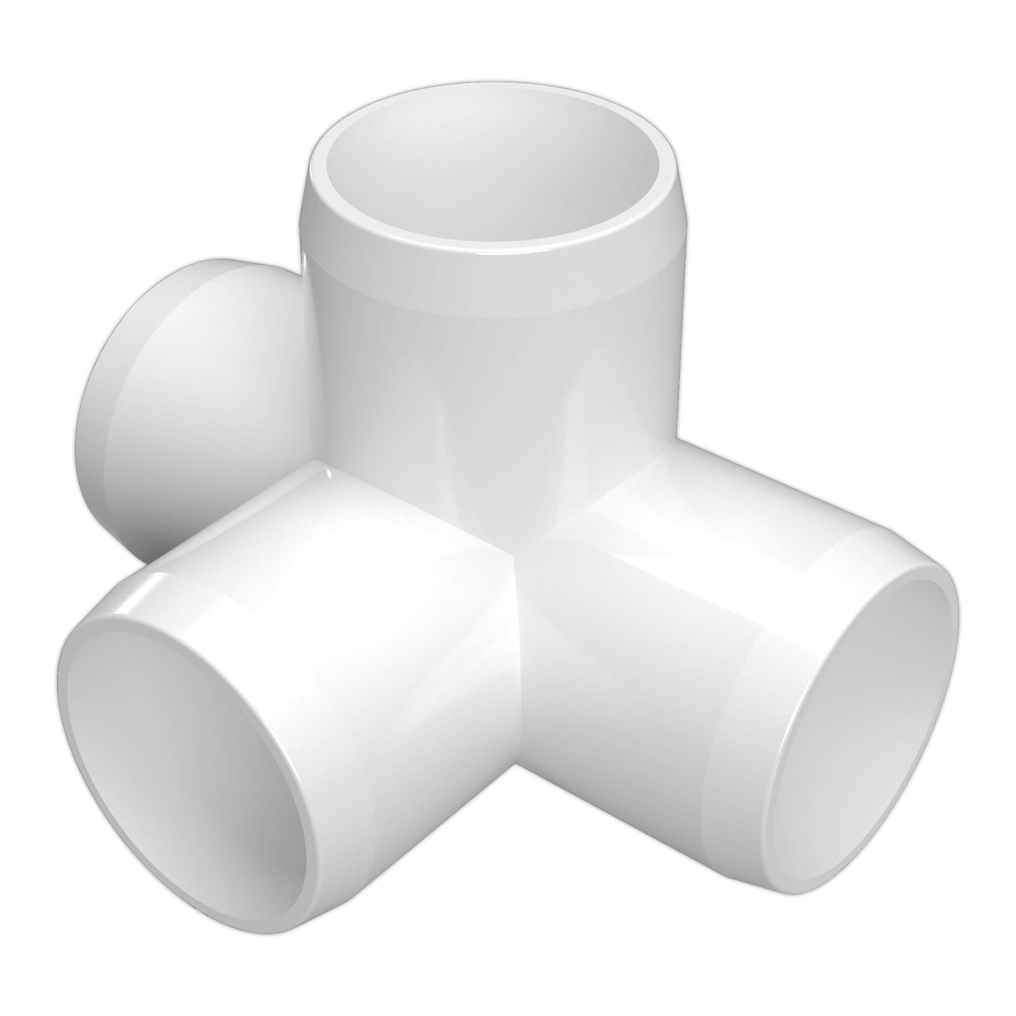 FORMUFIT F0124WTWH10 4Way Tee PVC Fitting, Furniture Grade, 1/2