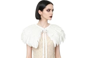 L'VOW Fashion Feather Cape Stole Black White Beige Shawl Iridescent