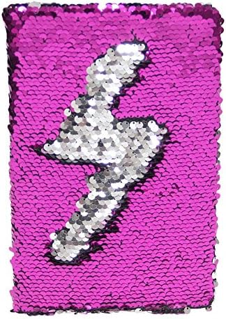 FIGHTA Reversible Sequin Notebook Magic Sequin Journal Office Notebook for Girls Adults Festival Birthday Valentine's Day Gifts (Hot pink / Silver)