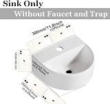 XIFIRY Oval Cloakroom Basin Sink Wall Hung Ceramic Washbasin Small Bathroom view 2