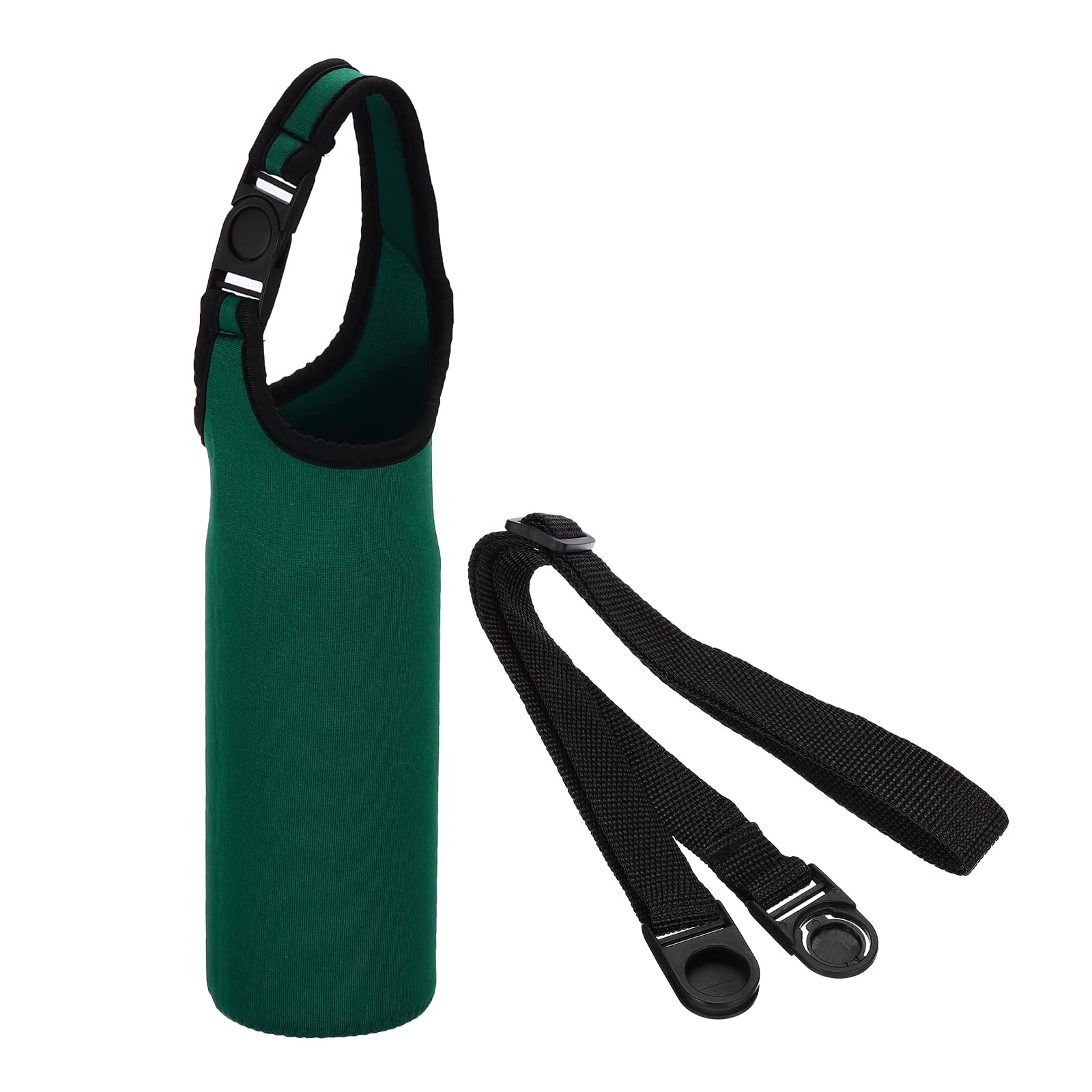 PATIKIL 67mmx185mm Water Bottle Sling Bag, 1 Pack Neoprene Portable Insulated Bottle Holder Carrier with Removable Adjustable Shoulder Strap, Dark Green