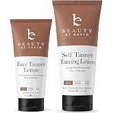 Self Tanner Face &amp; Body - With Organic Aloe Vera &amp; Shea Butter | Sunless Tanning Lotion, Bronzer Buildable Tan, Fake Tan Self Tanners Best Sellers, 7.5 fl oz (Body) 3.3 fl oz (Face)