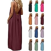 HTHLVMD Backless Cami Dress Summer Dresses for Women 2026 Spaghetti Strap Dresses Womens Solid Color Backless Cami Dress