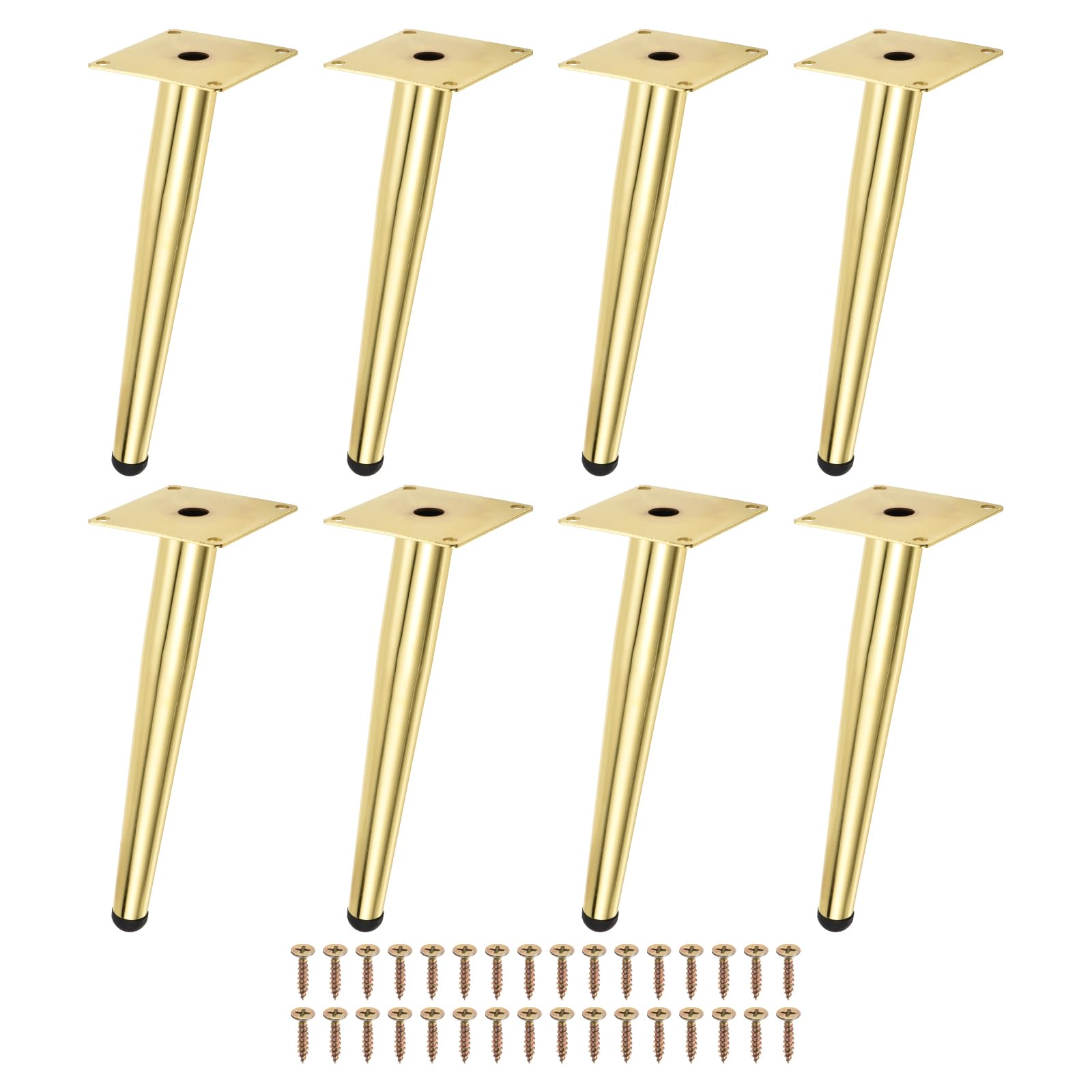 Uxcell 8PCS Metal Furniture Leg Replacement Couch Legs Cabinet Feet Gold Modern Furniture Legs DIY Sofa Feet with Screws for Cupboard Table （10 inch