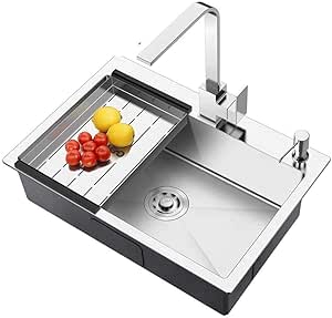 JJZXD Fregadero, gota profundamente en acero inoxidable solo vaso