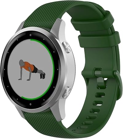 Wownadu 18mm Silicone Strap Green for Garmin Vivoactive 4S/Venu 3S/2S