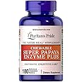 Puritans Pride Chewable Super Papaya Enzyme Plus, 180 Count