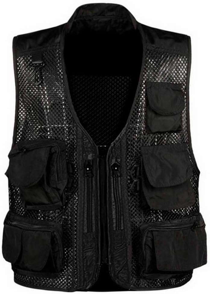 haleysmall Men Mesh Multi Pockets Fish Hunt Vest Shooting Waistcoat Sleeveless Jacket Mesh Vest