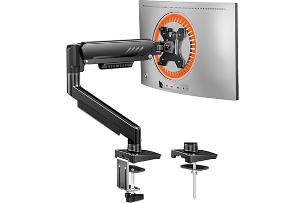 ErGear Single Monitor Arm, Adjustable Gaming Monitor Mount for 13–34 Inch Screens, Fast Install Computer Monitor Stand with T