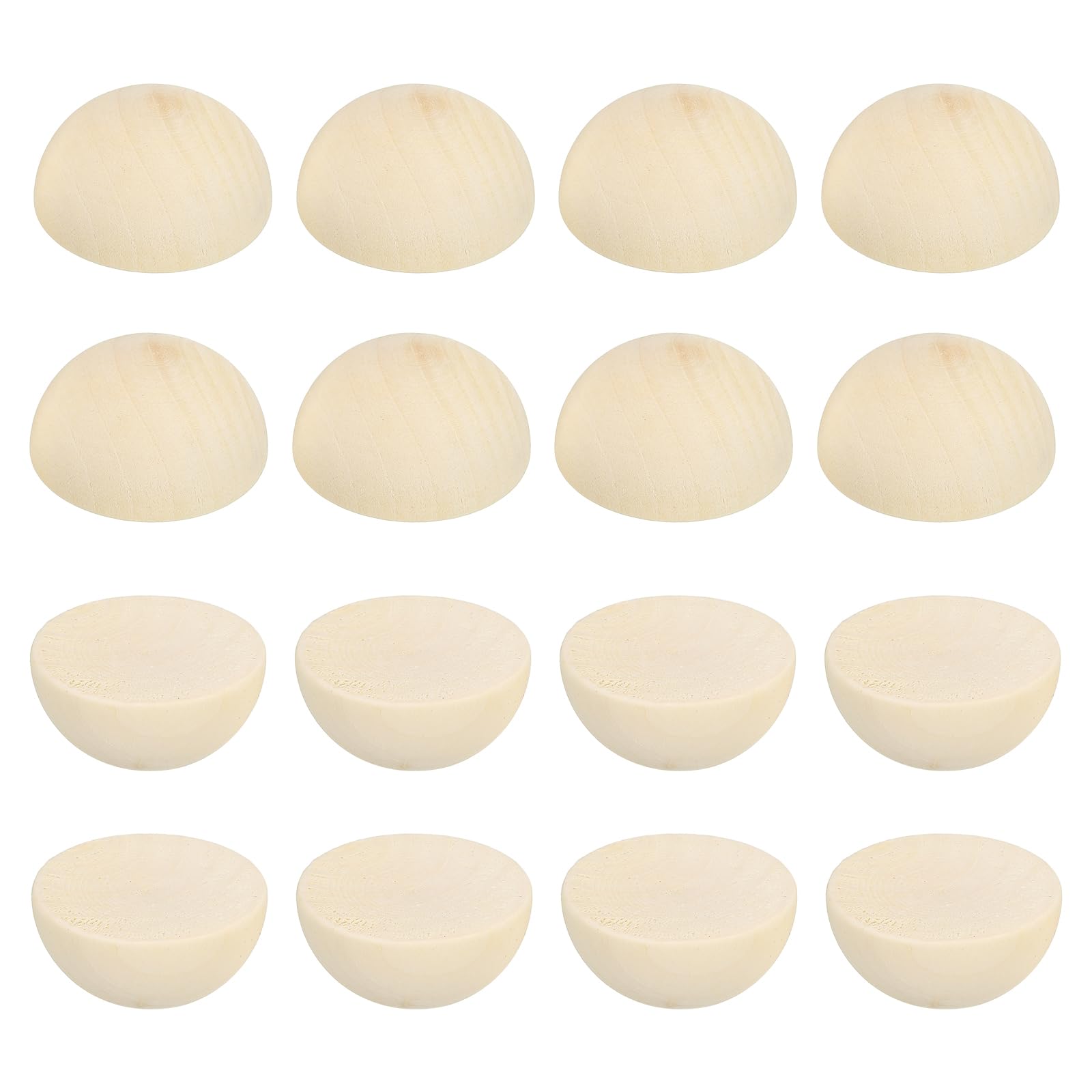 PATIKIL 40mm Half Wood Beads, 25 Pack Unfinished Natural Wooden Beads Round Split Wood Balls for Craft Art Ornaments Painting, Brown