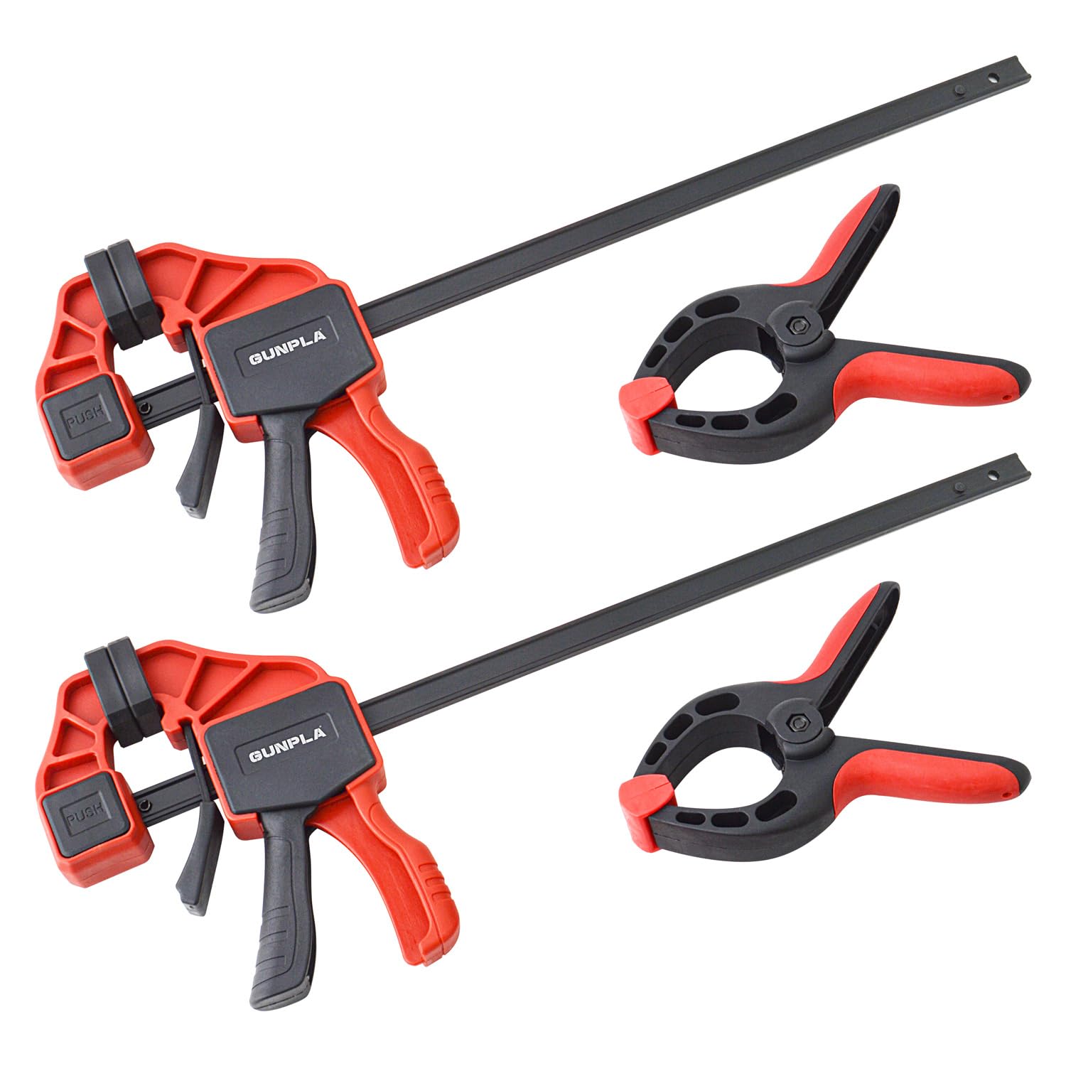 Gunpla 305 mm(12 in) Ratchet Bar Clamps Set, 440 mm Woodworking Spreader, 68 kg(150 lbs) Load, One-Handed Quick Grip Release and Clamp, with Spring Clamp Tools for Woodwork and DIY