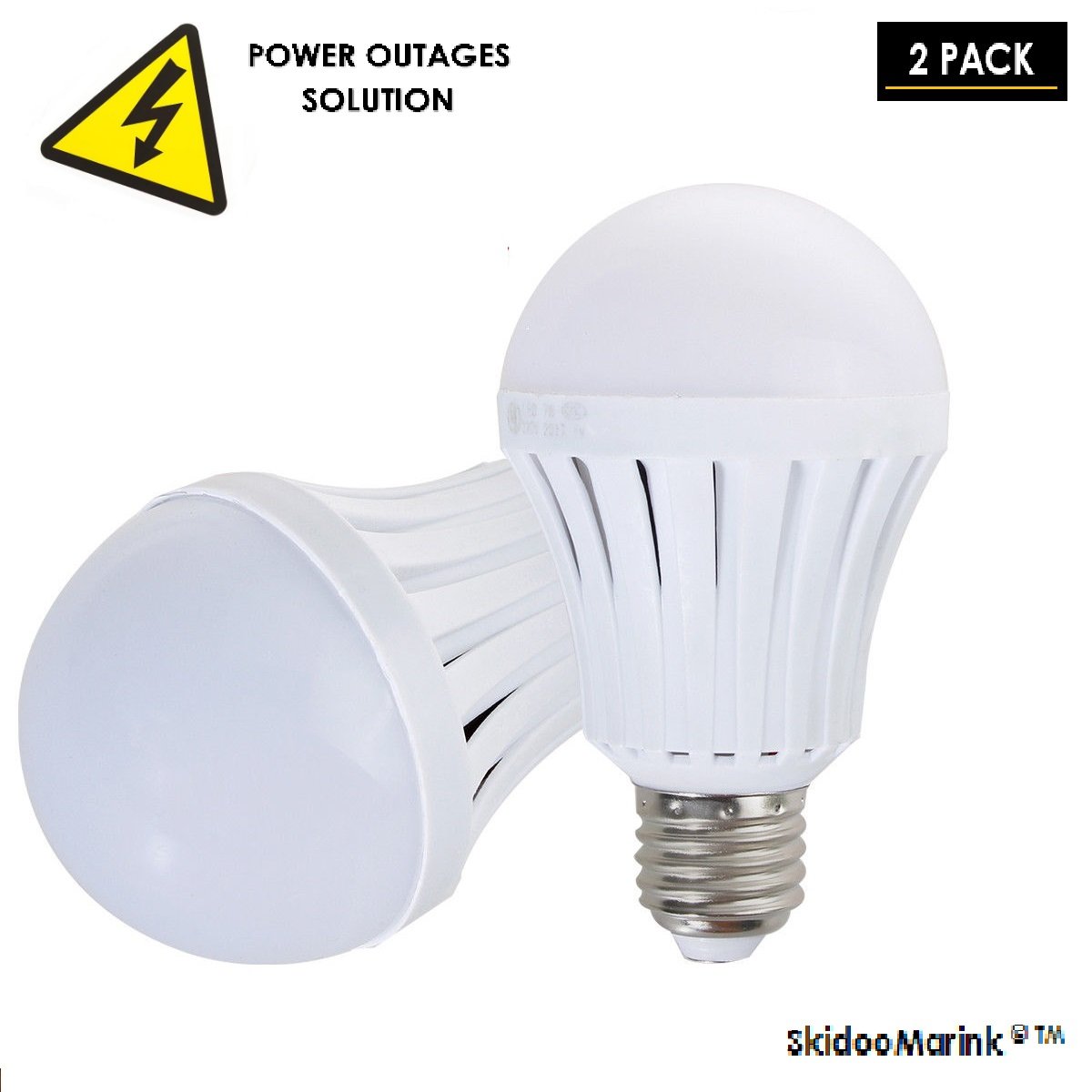 Rechargeable Light Bulb Emergency Lamp - LED Intelligent Blackout Light Battery Operated Bulbs Human Body Induction, Saving Energy 7W (2 Pack)