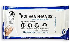 PDI Sani-Hands Hand Sanitizer Wipes, Ethyl Alcohol Wipes with Aloe and Vitamin E, Hand Sanitizer Travel, Home, Outdoor Use, 5.5 in x 8.4 in