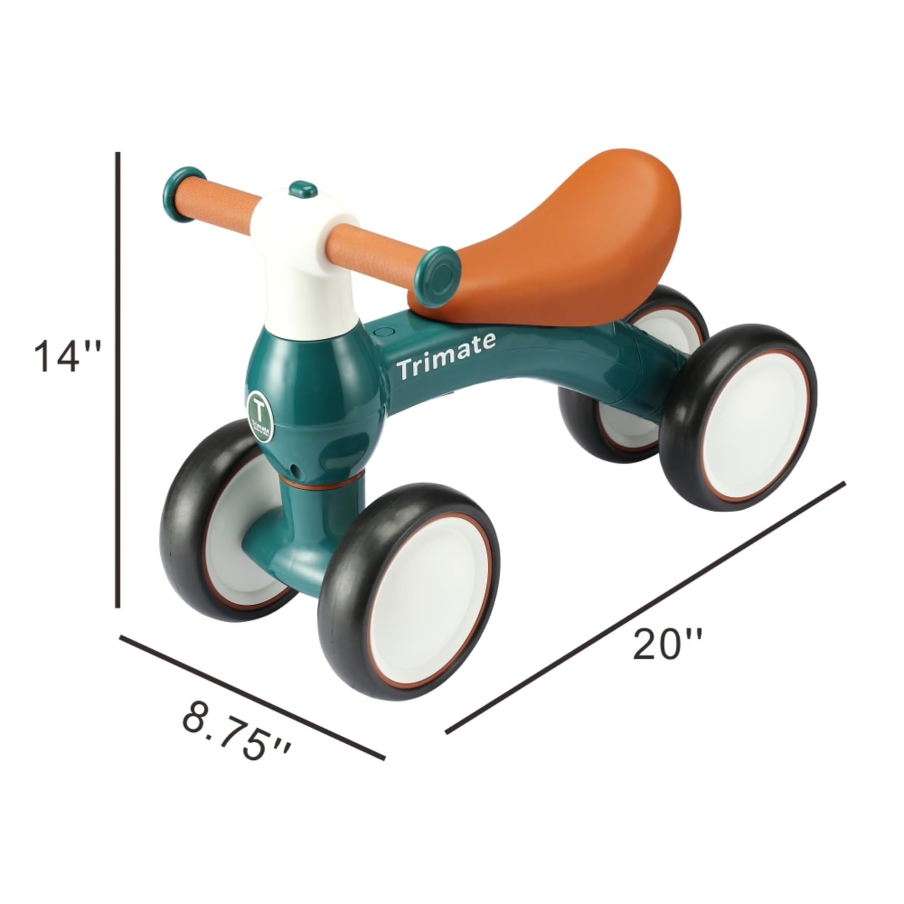 Trimate Baby Walker Balance Bike, Green - Perfect Ride-On Toy for 1-Year-Olds, with 4 Wheels, Ideal for Boys and Girls (12-24 Months)
