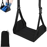 Upgraded Airplane Foot Hammock, No Collapse Foot Rest for Plane Travel, Adjustment Desk Foot Hammock with Detachable Bamboo B