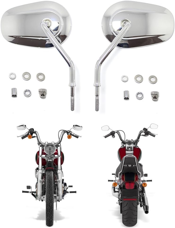 Pair of Chrome Full-Metal Bobber Mirrors for HD Harley 883 1200 Cruiser Touring Model