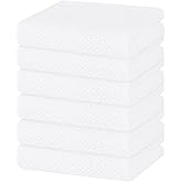 Homaxy 100% Cotton Waffle Weave Kitchen Dish Towels, Ultra Soft Absorbent Quick Drying Cleaning Towel, 13 x 28 Inches, 6-Pack, White