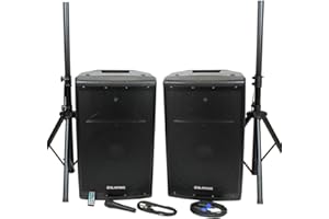 BLASTKING BDT15CMB2 15 inch 1000 Watts Active and Passive Speaker Box System w/Mic and Stand