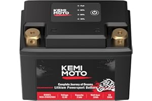 KEMIMOTO Lithium Motorcycle Battery YTX5L-BS/YTX4L-BS, LiFePO4 Lithium Battery 12v 2.5Ah, Pre-Charged Powersports Battery, with 2 Universal-Fit EVA Spacers, Compatible with Motorcycle ATV Jet Ski