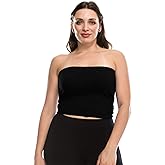 Kurve Women's Plus Size Bandeau - Basic Strapless Seamless Stretchy Tube Top, UV Protective Fabric UPF 50+ (Made in USA)