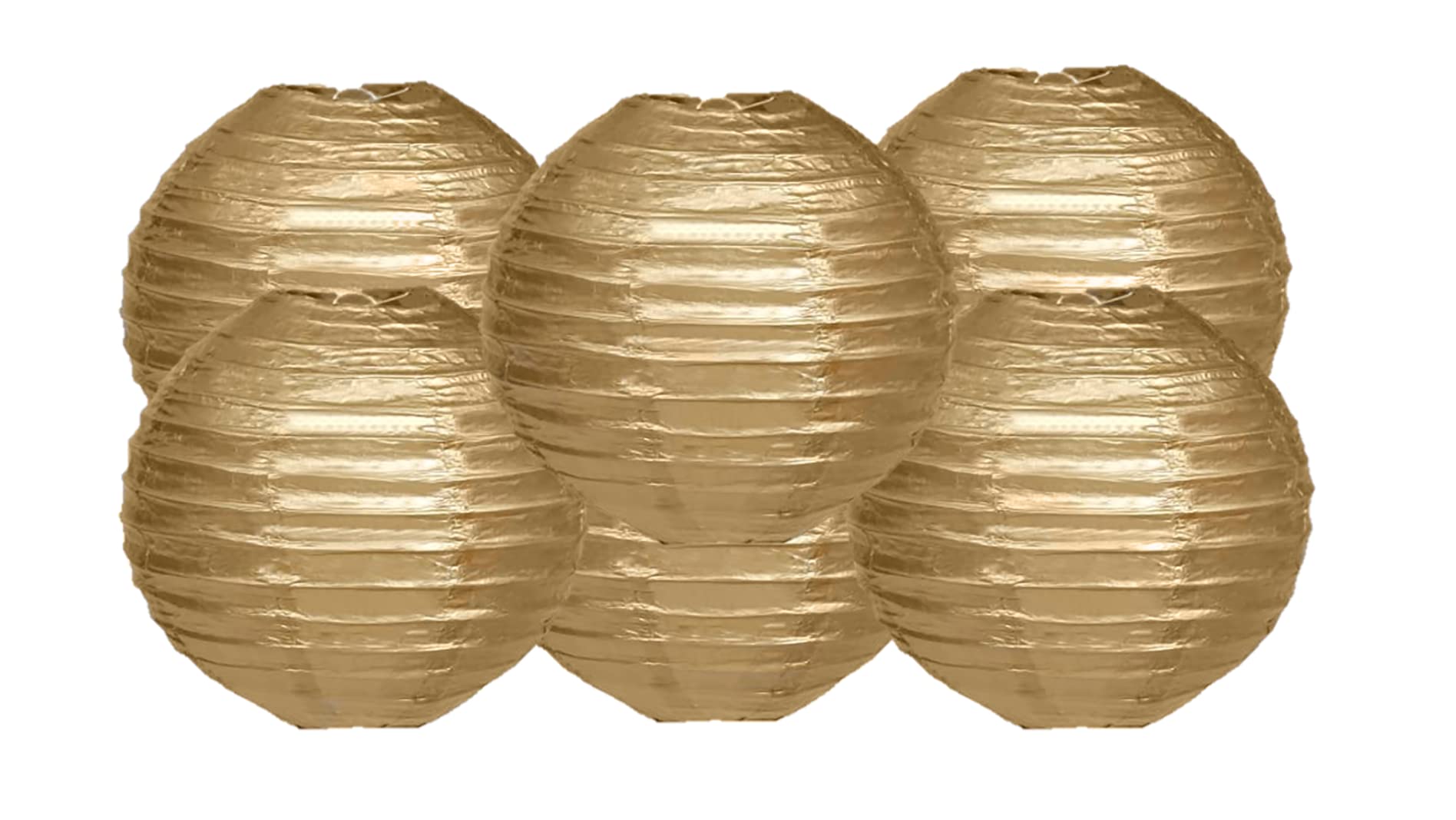 Paper Lanterns Mix Color Packs of 6 Round Paper Lanterns Lampshade Party Decorations (Gold, 12" (30 Cm))