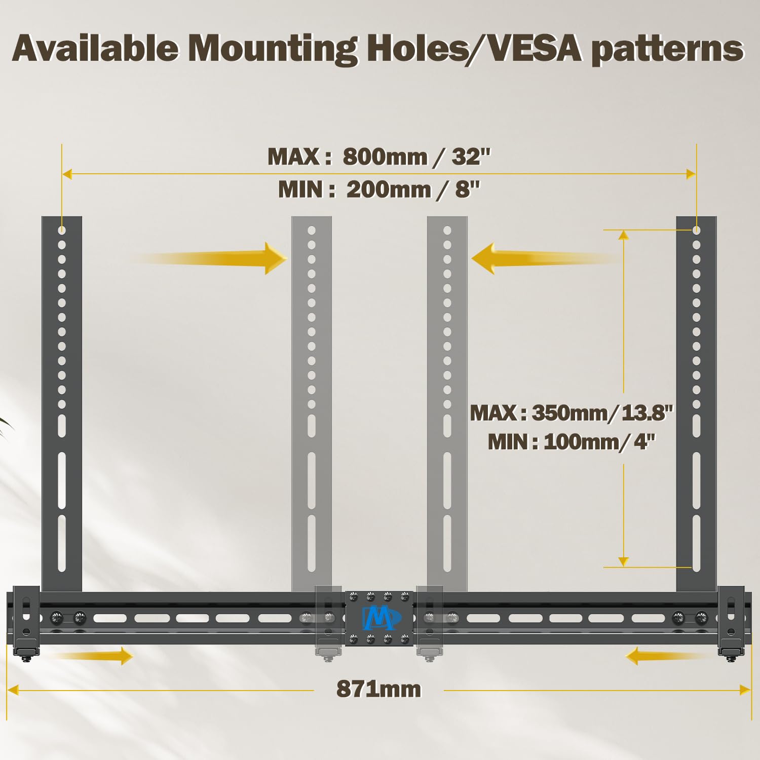 Mounting Dream Soundbar Mount Sound Bar TV Bracket with Holes/Without Holes, Non-Slip Base Holder Extends 3.4