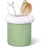 Mysticline Plush Lined Glasses Holder,Protective Leather Eyeglass Case,Anti-Scratch Eyeglass Holder Stand for Nightstand,Office Desk,Matcha Green