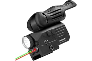 QR-Laser 1200 Lumens Tactical Flashlight with Dual Laser Sights, Rechargeable Laser Beams with 5 LED Light Modes - Hard Anodized Aluminum for Picatinny Rail Mount, Laser Class IIIA, Less Than 5mW