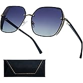 Nolbiph Womens Oversized Square Sunglasses Mirrored Sunglasses for Women Men Black Sunglasses Fashion Shades for Men UV Protection Unisex Large Metal Frame