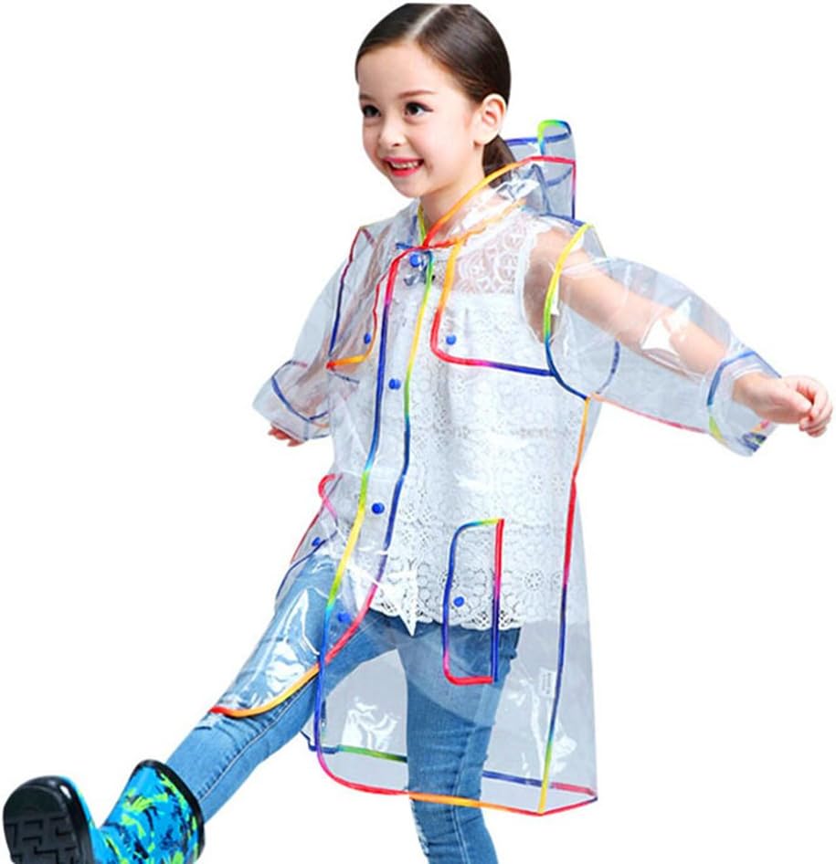 MOXO Rainbow Brim Waterproof Raincoat Outdoor Lightweight Raincoat Jacket Kids Transparent EVA Raincoat for Girls