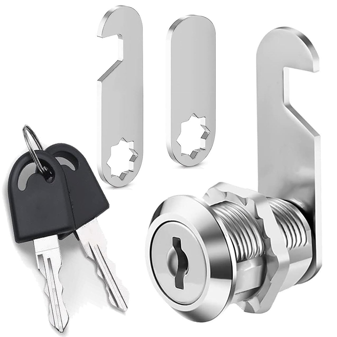 Litensh Security Cam with Different Keys, 16mm Letter Post Box Locks, Cabinet Drawer Mailbox Lock Cupboard Toolbox Door Furniture Locker Lock Come with 2 Different Plates