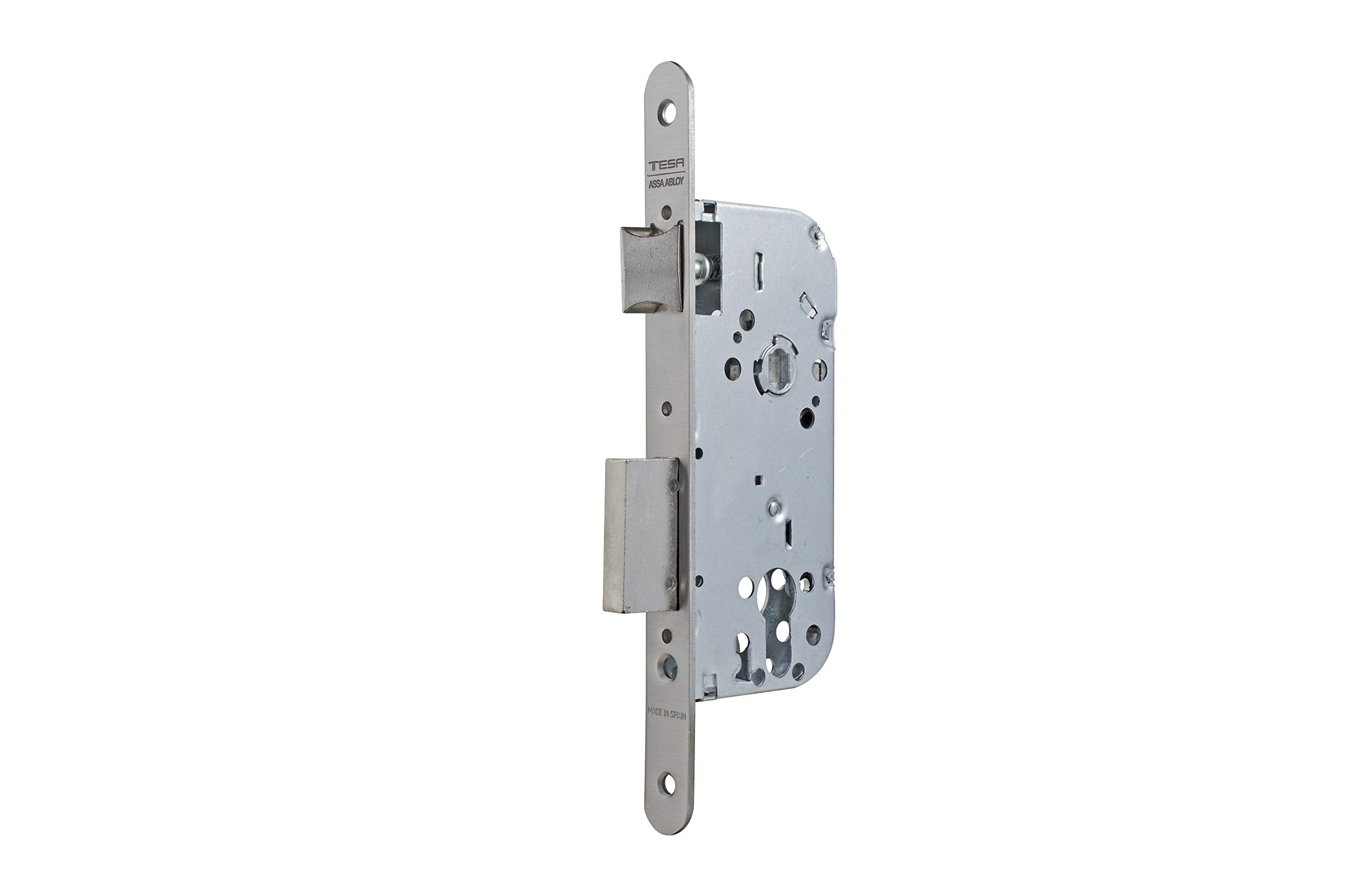 Tesa Assa Abloy 413058rai Lock Galvanised for Wooden Doors. Input 50, Rounded Front. Without Cylinder Included. Finish Stainless Steel