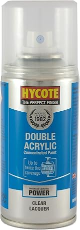 Hycote Double Acrylic Spray Paint Clear Lacquer 150ml Surface Protection Top view 1