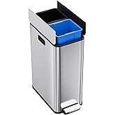 GarveeHome 56 L/14.8 gal Step-On Kitchen Trash Can with Butterfly Lid,2 * 7.4 gal Dual Compartments Garbage Can with Wing Lid