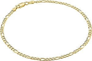 KISPER Gold Ankle Bracelets for Women, 18K Gold Plated 925 Sterling Silver Anklets, Waterproof Tarnish Resistant, Curb/Rope/Figaro/Mariner Chain, 9, 10, 11 Inch