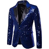 Cloudstyle Mens One Button Sequin Dress Suit Jacket Party Festival Tuxedo Sport Coat