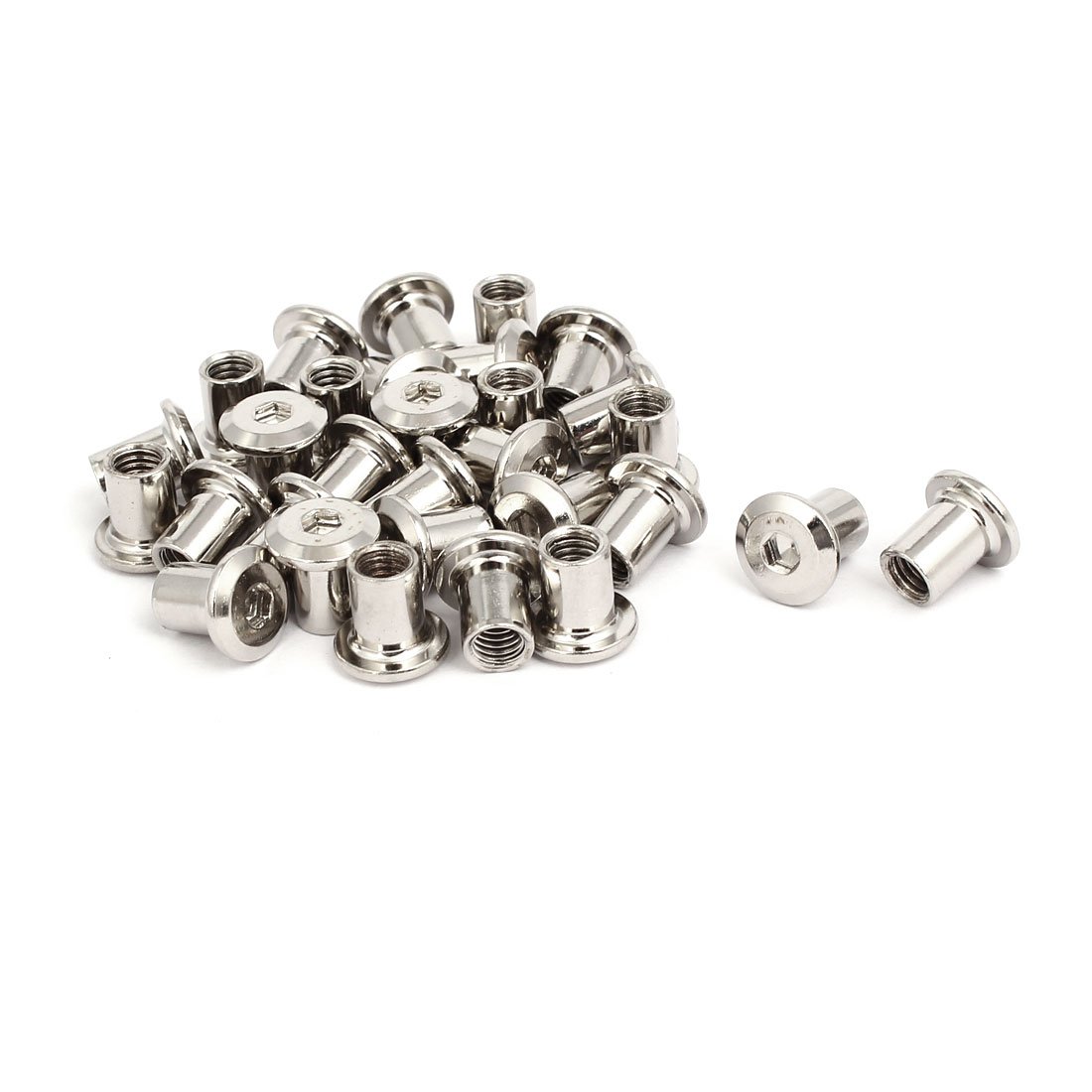 Sourcingmap M6x10mm Female Thread Hex Socket Head Barrel Nut Furniture Fittings 30pcs