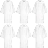 Gradwow 6 Pcs Matte Choir Robe for Church Baptism Pastor Judge, White Graduation Gown for Unisex Adults