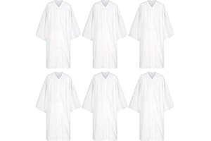Gradwow 6 Pcs Matte Choir Robe for Church Baptism Pastor Judge, White Graduation Gown for Unisex Adults